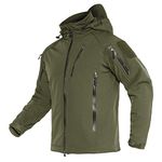 TACVASEN Outdoor Jacket Mens Waterproof Hiking Fleece Jacket Work Softshell Jacket Winter Windproof Jacket Fishing Camping Coat Army Green