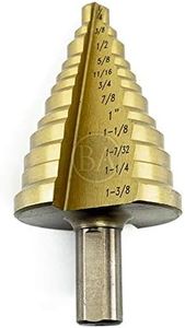 Benchmark Abrasives High-Speed Steel Step Drill Cone Bits for Hole Drilling in Metal, Wood, Plastic, Multi-Size Hole Cone Stepped Bit for Sheets of Metal, Aluminum, Copper - (7/8" - 1-3/8")