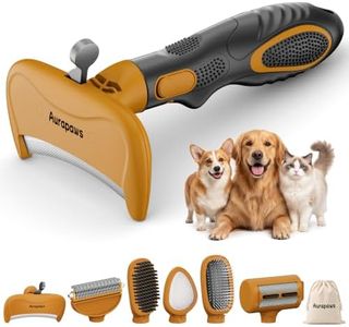 Aurapaws 6 in 1 Dog Grooming Brushes Kit - Professional Deshedding Dog Brush Tools with Slicker, Bristle Brush, Roller Hair Remover, Undercoat Rake for Dogs, Cats & All Fur Types Pet Daily Groom