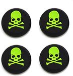 Silicone Thumb Stick Grip Cap Joystick Thumbsticks Caps Cover for PS4 PS3 Xbox One PS2 Xbox 360 Game Controllers (Green Skull 4PCS)