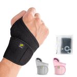 BRACOO WS10 Wrist Support Brace, Hand Support, Adjustable Wrist Wrap Strap for Fitness, Weightlifting, Tendonitis, Carpal Tunnel Arthritis, Joint Pain Relief – Fits Right and Left Hand (Black)