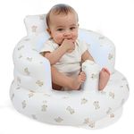 Inflatable Baby Support Seat with Built-in Air Pump & Backrest - Portable Blow Up Infant Floor Chair with Safety Cushion and Leg Support for Sitting Training, Travel, Home Use (3-36 Months)