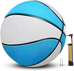 OBOVO Balón de baloncesto pequeño de 8.5 pulgadas con bomba de aire, pelota de baloncesto para niños, juguete para interiores y exteriores, se adapta a todos los juegos de agua estándar de piscina,