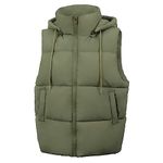 Aokivvy Women'S Puffer Vest With Pockets Thicken Zip Up Removable Hooded Sleeveless Winter Stand Collar Warm Gilet (CA/US, Alpha, XX-Large, Regular, Regular, Army Green)