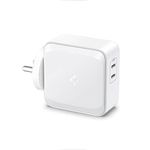 Spigen PE2007 70W GaN Dual Port Supoer Fast Wall Charger Compatible with All C Type Mobile Phones and Devices iPhone15,iPhone14,iPhone13,iPhone12,Galaxy S24, S23 - White