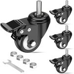 4PCS Castor Wheels - 50MM Swivel Castwer Wheels with Brake, No Floor Marks-Noiseless Castor Wheels with Heavy Duty 600Lbs Set of 4 for Furniture Work Bench (Caster + Wrench + nut)