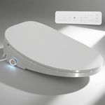 Electric Smart Bidet Toilet Seat - Auto Open and Close Elongated Heated Bidet Toilet Seat with Remote Control, Quick Access Sidebar, Temperature Display