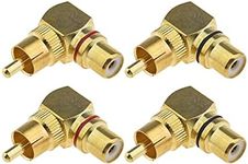 EMSea 4pcs 90 Degree RCA Male to Female Plug Adapter for Mixers Audio Peripheral Equipment Amplifier Wall Mounted TV Microphones Gold-Plated Electronics Accessories