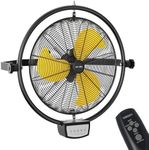 5100 CFM 20" Remote Control Wall Mount Fans, High Velocity 3-Speed Professional Oscillating Wall Fan with Timer, Heavy Duty Industrial Wall Fans for Patio, Commercial, Gazebo, and Garage, UL Listed