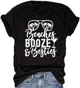 Qbily Girl's Weekend Shirt Matching Bestie Friends Vacation Trip Party Graphic Tees Tops for Women, 1221-black, Small