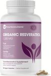 Organic Resveratrol Supplement 1200mg - Extra Strength Formula for Anti Aging, Heart & Immune Health - 90 Vegan Capsules with 99% Trans-Resveratrol, Green Tea Leaf & Black Pepper