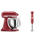 KitchenAid Artisan Series 5-Quart Tilt-Head Stand Mixer (Empire Red, KSM150PSER) + KitchenAid Variable Speed Corded Hand Blender (KHBV53ER)