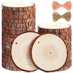 5ARTH Natural Wood Slices - 30 Pcs 3.5-4 inches Craft Unfinished Wood kit Predrilled with Hole Wooden Circles for Arts Wood Slices Christmas Ornaments DIY Crafts