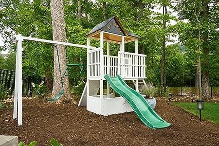 Avenlur Craftsman Modern Swing Set - Outdoor Backyard Swing: Montessori Waldorf Style Slide, Clubhouse, Fort, Gymnastic Bar, Rock Climb Wall, and More for Kids' Imaginative Play - ASTM Cert. - 3-11yr