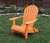 Bright Orange-Poly Lumber Folding Adirondack Chair with Rolled Seating Heavy Duty Everlasting Lifetime PolyTuf HDPE - Made in USA - Amish Crafted