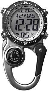 Dakota Digital Backpacker Clip Watch – Tactical Waterproof Clip-On Digital Fob Watch with Compass, Alarm, Stopwatch, Timer & Dual Time | Premium Outdoor Gear for Men & Women | Bushwalking, Camping, Defence - SILVER
