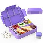 kinkaocio Bento Lunch Box, 1300ML Lunch Box for Children, Bento Box with 5 Compartments Cutlery Set, Leak-Proof Lunch Box Snack Boxes for Kids, Nursery, School, Picnic, Trips (Purple)…