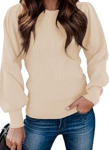 Zeagoo - Maglione da donna con scollo rotondo, in tinta unita, a maniche lunghe, casual, per il tempo libero, autunno, inverno, S-XXL, caffè, XL