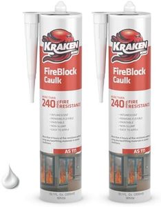 KRAKEN BOND Fire Block Caulk White - (2x10.1 fl.oz.) Paintable Acrylic Sealant, Up to 250F Non-Flammable Heat Resistant Sealant for Chimneys & Fireplaces - 4 Hours of Fire Resistance | 2 Pack