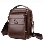 BAIGIO Men's Shoulder Bags Real Leather Cross Body Bag Men Vintage Crossbody Bag Sling Messenger Satchel Handbag with Shoulder Strap for Business Work Travel Holiday, Brown