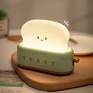 Toast Night Light,Dimmable Bread LED Night Light,Rechargeable Cute Baby Night Light with Timer,Touch Control Bedside Nursery Lamp for Kids Baby Bedroom Gifts,Room Desk Decor (Green)