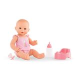 Corolle 9000130250 - Mon Grand Poupon Emma Drinking and Wet Bath Baby 36 cm, French Doll with Charm and Vanilla Fragrance