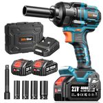 TaskStar Cordless Impact Wrench, 1200N·m(900ft-lbs) Brushless High Torque Impact Gun, 1/2 Inch Electric Impact Driver, 2x4.0Ah Batteries, Charger & 4 Sockets, Variable Speeds for Car/Truck RV/Mower