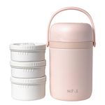 Salt FreshBite Pro - 3 Containers, Insulated Stainless Steel 316 Lunch Box | Double Wall Vacuum Insulation, 8 Hours Hot | Microwave Friendly Containers | Leak Proof Seal | 350ml+350ml+450ml (Pink)