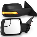 SCITOO Tow Mirrors Compatible with for 2019-2022 For Dodge For Ram 1500 Pickup Truck Mirrors Power Heated Puddle Parallel Turn Signal Auxiliary Light Temp Sensor Black Towing Mirrors LH RH