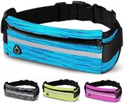 Men's Neoprene Waterproof Unisex Waist Bag with Reflective Stripes and Adjustable Strap for iPhone 12/12Pro/12Pro/12Pro/12Pro/XR/XS/X/8, Samsung S20/10/S9/S8, Blue, Running Belt