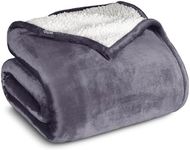 Bare Home Sherpa Fleece Blanket - Full/Queen - Blanket for Bed, Sofa, Couch, Camping, Travel, and Gifts - Warm & Lightweight - Fluffy & Soft Plush Blanket - Reversible (Full/Queen, Dusty Purple)