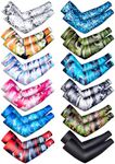 Mntrprko 12 Pairs Sports Arm Sleeves for Kids Basketball Baseball Arm Sleeves UV Sun Protection Cooling Arm Cover Sleeve (Camouflage Style, 4-7 Years)