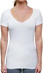 Thompson Tee Sweat Proof Undershirts with Underarm Sweat Pads, Slim, Deep V-Neck, White, X-Small