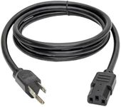 Tripp Lite P007-006 Heavy Duty Computer Power Cord, 15A, 14AWG (NEMA 5-15P to IEC-320-C13), 6-ft Black