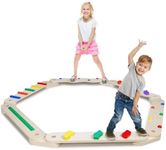 Hakiuish Fun Wooden Balance Beam for Kids - Perfect Toddler Indoor Activity to Improve Balance and Coordination Skills - Montessori Toy for Ages 1-3, 3-5 - Gymnastics Obstacle Course 6 PCS Beam Set