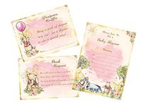 Unbala Vintage Winnie Invitations With Envelopes 12 Guests Pink Pooh Baby Shower Invitations For Girl Greeting Card Diaper Raffle Cards For 1st Birthday Winnie Party Supplies