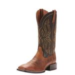 Ariat Sport Rustler Western Boots - Men’s Leather Cowboy Boot, Brute Brown/Tack Room Black, 10.5