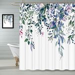 Qidordour Green Purple Eucalyptus Shower Curtain Weighted, 183x183cm Bathroom Shower Curtain Mould Proof Mildew Resistant with Hooks for Wet Room Bathtub Shower Stall Waterproof Bath Curtain Washable