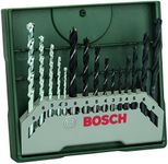 Bosch Accessories 15-Piece Mini-X-Line Mixed Drill Bit Set (Metal, Masonry, Wood, 3x Ø 3/4/5/6/8 mm, Accessories for Drills)