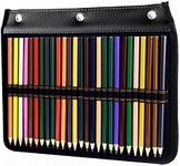 54 Slots Pencil Sleeve - 3 Ring Loose-Leaf Binder Pencil Pouch Stationery Organizer for Colored Pencils, Pens by YOUSHARES （Black）