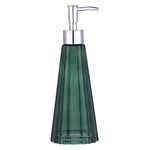 YunNasi Glass Soap Dispenser with Pump, Refillable Liquid Hand Soap Dish Soap Dispensers for Bathroom Counter, Kitchen Sink (Dark green)