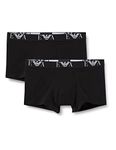 Emporio Armani Men's Stretch 2-pack Trunk Boxer Shorts, Black, M UK