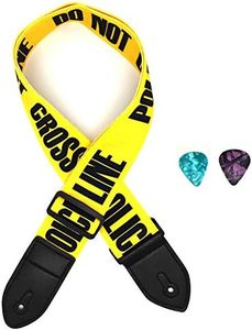 Sopopal Acoustic Guitar Strap Electric Guitar Straps with Leather Ends Adjustable Classical Suitable For Bass, Electric & Acoustic Guitars (Yellow Police Line)