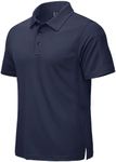 CRYSULLY Polo Shirts for Men Golf Shirt Short Sleeve Tactical Performance Polo T Shirts Dry Fit for Work, Fishing, Hiking Navy Blue M