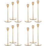 Showgeous Set of 12 Candlestick Holders, Gold Candle Holder for Taper Candle, Fits 3/4 inch Thick Candle & Led Candles, Decorative Candlestick Holder for Home Decor, Wedding, Candlelight Dinner, Party