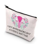 Hysterectomy Recovery Gifts for Women Hysterectomy Survivor Gift i Got 99 Problems But a Uterus Ain't One Uterus Removal Gift Zipper Pouch (Problem not Uterus CA), CB-B10011