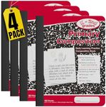 1InTheOffice Primary Journal Grades K-2, Composition Notebook for Kids, Wide Ruled, 100/Sheets, Red/Marble, 7.5"" x 9.75"", 4/Pack