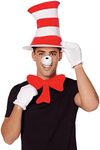 Spirit Halloween Dr. Suess Adult Cat in the Hat Costume Accessory Kit Deluxe | Officially Licensed | Classic Storybook Outfit, Red, White, One Size