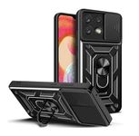 KrKis Case for Poco X6 Case with Rotatable Kickstand Phone Grip,TPU Magnetic Phone Case with Sliding Camera Cover Anti-Scratch Phone Case for Poco X6 -Black