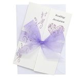 Pack of 10 Lilac Wedding Invitations with ribbon and envelopes- Gatefold style!